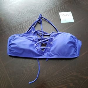 Blue Bikini Lace Up Top Size Large